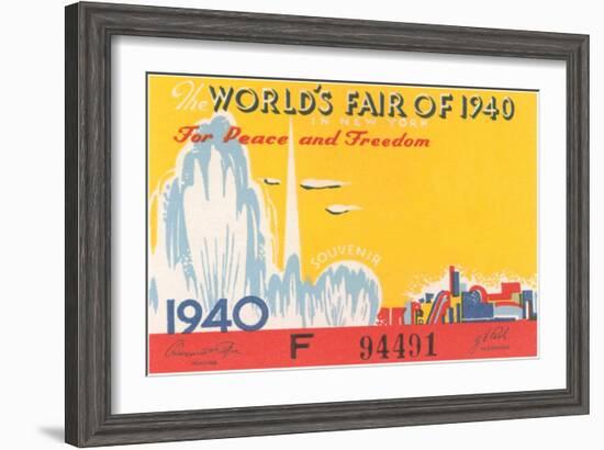 Souvenir Ticket to New York World's Fair, 1940-null-Framed Art Print