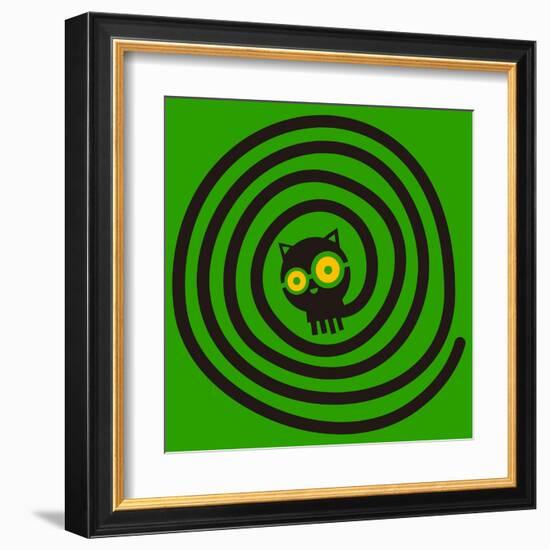 Cat with Glasses and Spiral Tail-Complot-Framed Art Print