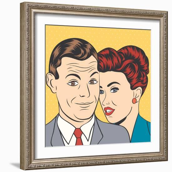 Man and Woman Love Couple in Pop Art Comic Style-Eva Andreea-Framed Art Print