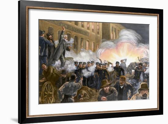 Illustration of Haymarket Riot in Chicago-T. De Thulstrup-Framed Giclee Print