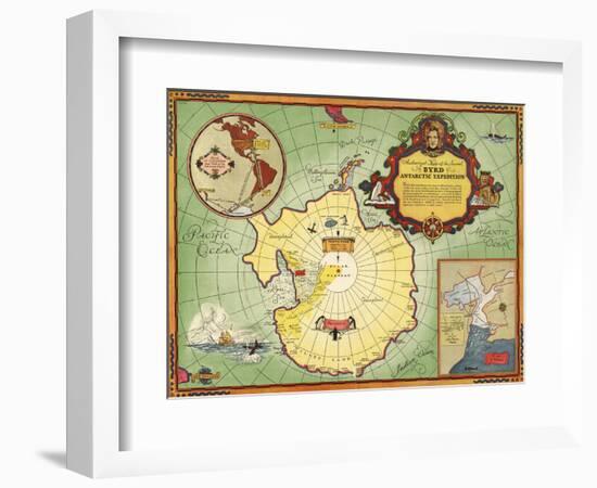 Authorized Map of the Second Byrd Antarctic Expedition-null-Framed Giclee Print