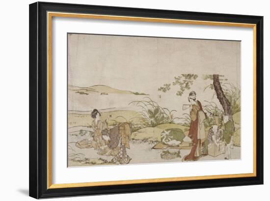 La récolte de champignons-Katsushika Hokusai-Framed Giclee Print