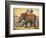 Circus Elephant and Riders-null-Framed Giclee Print