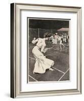 Woman Playing Tennis in Long White Skirt-Ferdinand Von Reznicek-Framed Art Print