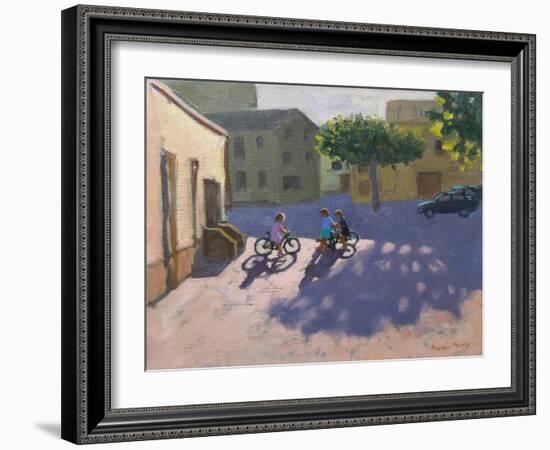 Three Children with Bicycles, Spain-Andrew Macara-Framed Giclee Print