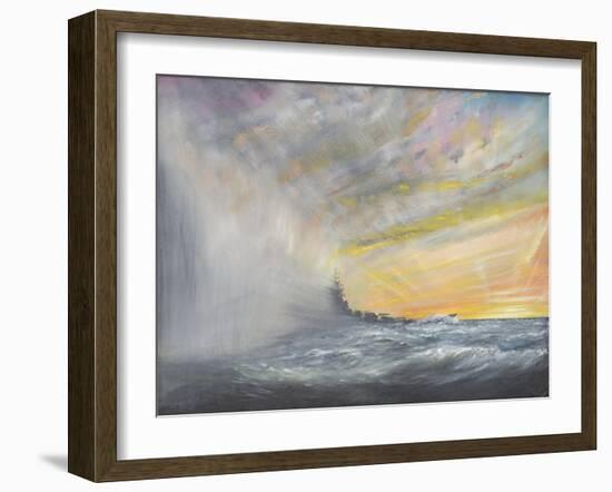 Yamato Emerges from Pacific Typhoon 1944-Vincent Booth-Framed Giclee Print