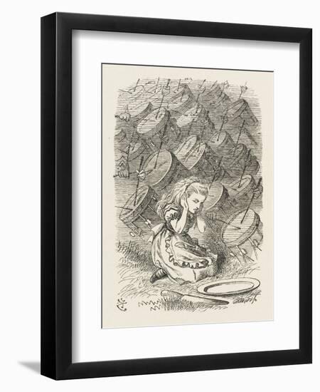 Drums Alice Covers Her Ears to the Sound of the Drums-John Tenniel-Framed Art Print