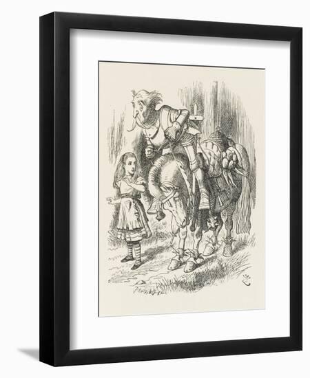 White Knight Alice and the White Knight-John Tenniel-Framed Art Print