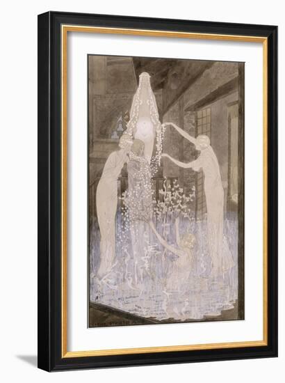 Angélique se parant de fleurs, protégée par sainte Agnès-Carlos Schwabe-Framed Giclee Print