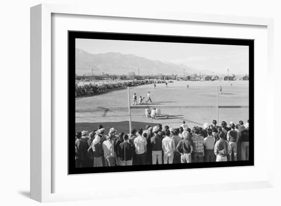 Baseball Game at Manzanar-Ansel Adams-Framed Art Print