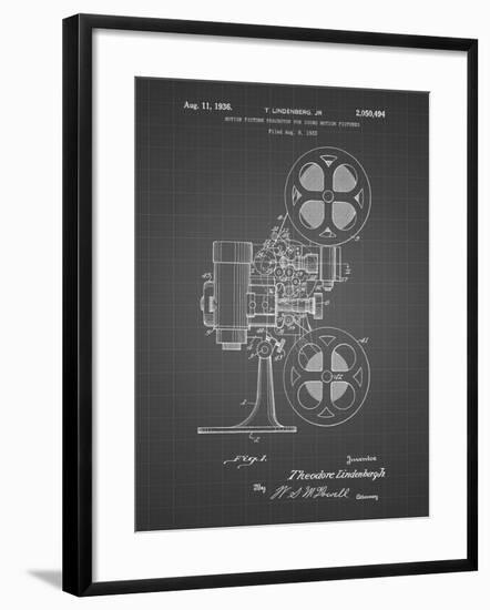 PP966-Black Grid Movie Projector 1933 Patent Poster-Cole Borders-Framed Giclee Print