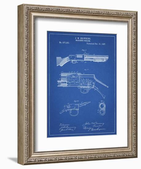 PP1136-Blueprint Winchester Model 1897 Shotgun-Cole Borders-Framed Giclee Print