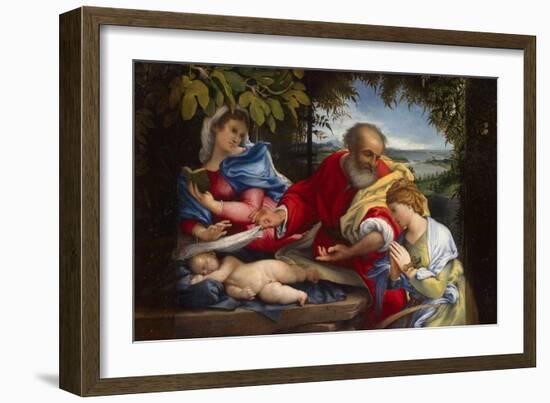 Rest on the Flight into Egypt with Saint Justina, 1529-Lorenzo Lotto-Framed Giclee Print