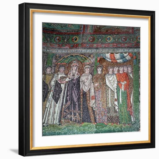 Mosaic of the Empress Theodora and her court, 6th century-Unknown-Framed Giclee Print