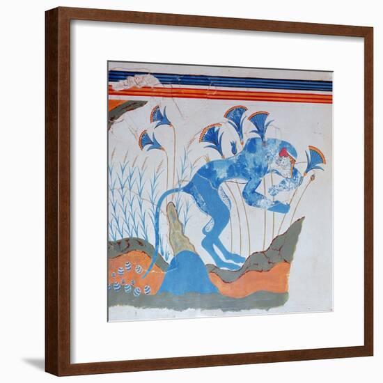 Cretan fresco of a monkey and papyrus, 16th-14th century BC-Unknown-Framed Giclee Print