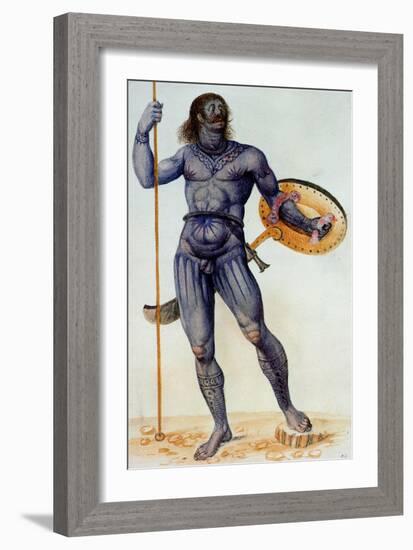 Pictish Man Holding a Shield-John White-Framed Giclee Print