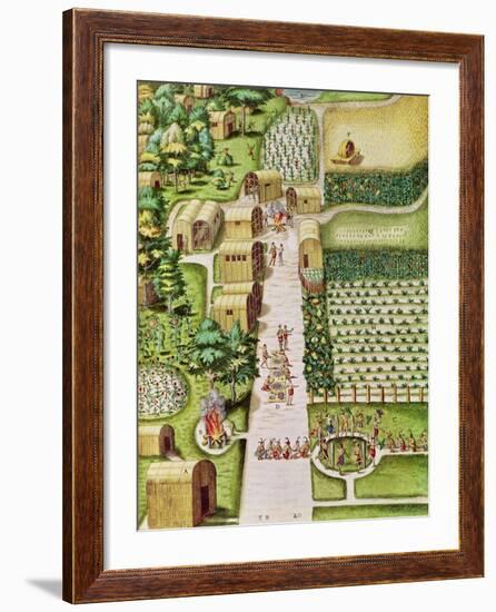 The Village of Secoton, from "Admiranda Narratio...", Published by Theodore de Bry-Theodor de Bry-Framed Giclee Print