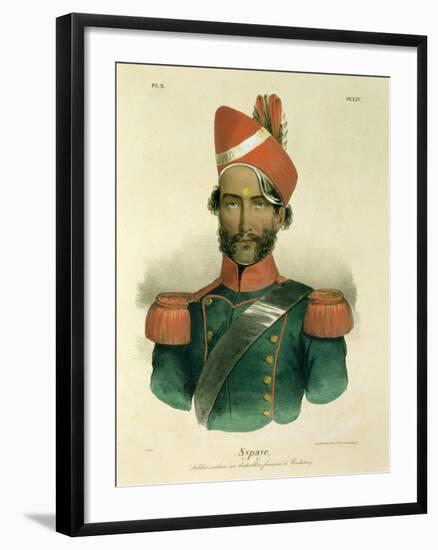 A Sepoy: an Indian Soldier in the French Battalion at Pondicherry-Jacques Francois Gauderique Llanta-Framed Giclee Print