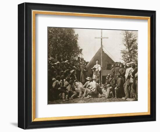 Father Thomas H. Mooney Leading Sunday Mass, 69th New York Infantry Regiment, 1861-Mathew Brady-Framed Giclee Print