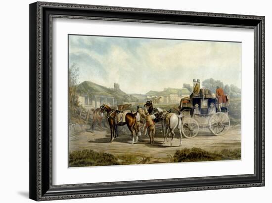 Changing Horses, from 'Fores Coaching Recollections', Engraved by John Harris-Charles Cooper Henderson-Framed Giclee Print