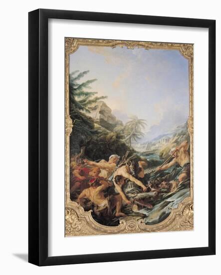 Crocodile Hunt-Francois Boucher-Framed Giclee Print