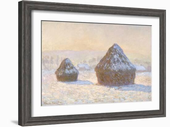 Wheatstaks, Snow Effect, Morning, 1891-Claude Monet-Framed Giclee Print