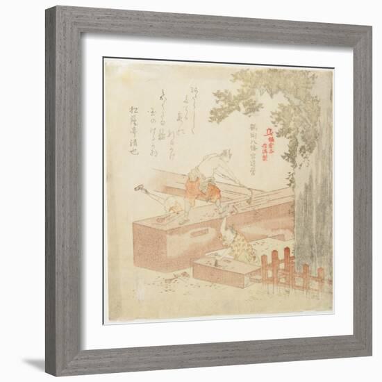 Building the Tsurugaoka Machimangu Shrine-Kubo Shunman-Framed Giclee Print