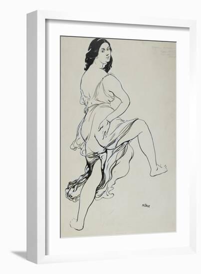 Portrait of Isadora Duncan Dancing (Brush and Indian Ink over Traces of Graphite-Leon Bakst-Framed Giclee Print