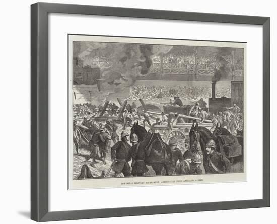 The Royal Military Tournament, Armour-Clad Train Attacking a Fort-null-Framed Giclee Print