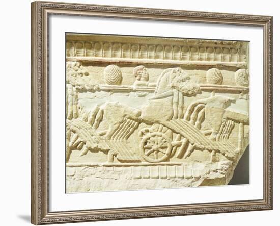 Funeral Stone Decorated in Relief, from Sicily, Italy, Detail Depicting Chariots and Horses-null-Framed Giclee Print