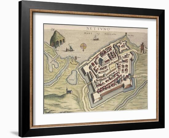 Map of Nettuno, from Theatrum Civitatum Et Admirandorum Italiae-Joan Blaeu-Framed Giclee Print