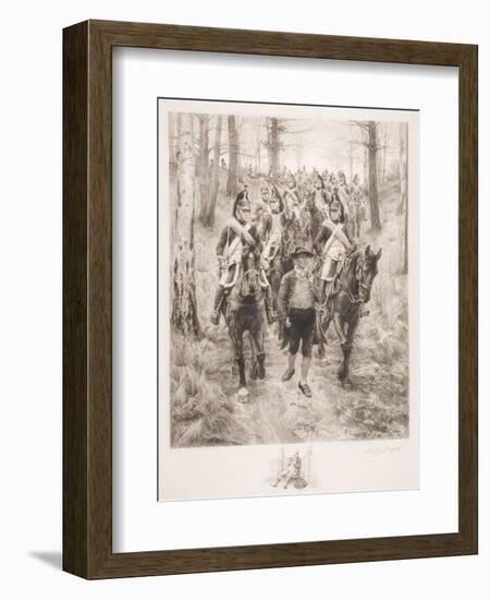 French Cavalry Traveling Through Woods with Guide-Jean-Louis Ernest Meissonier-Framed Giclee Print