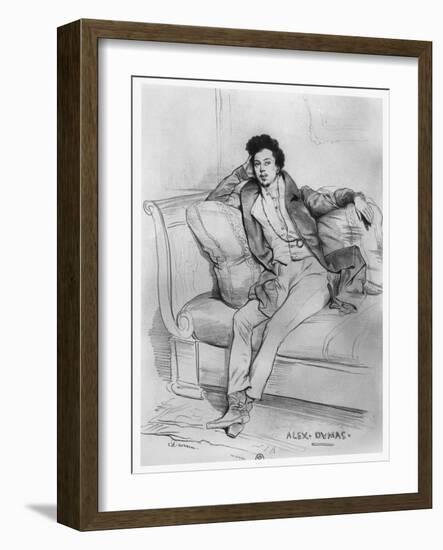 Portrait of Alexandre Dumas, Père-Achille Deveria-Framed Giclee Print