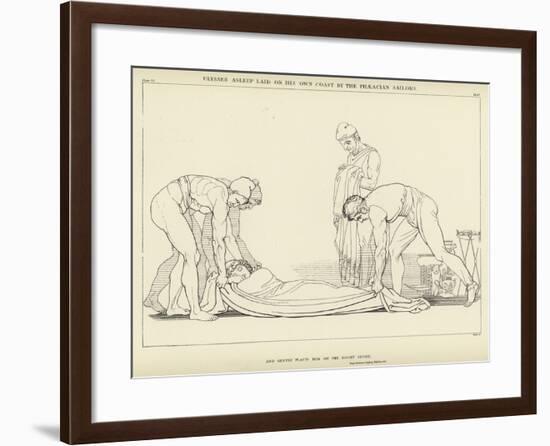 Ulysses Asleep Laid on His Own Coast by the Phaeacian Sailors-John Flaxman-Framed Giclee Print