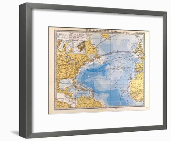 Map of the North Atlantic, 1872-null-Framed Giclee Print