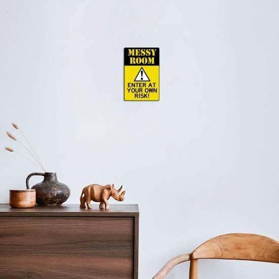 'Caution Messy Room Enter At Own Risk Plastic Sign' Art Print | Art.com