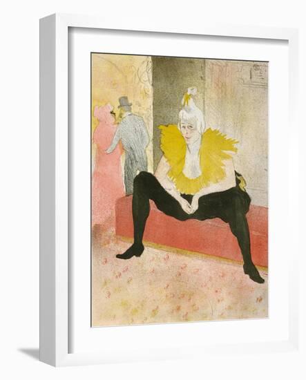 La Clownesse Assise(Mademoiselle Cha-U-Ka-O)  1896-Henri de Toulouse-Lautrec-Framed Art Print