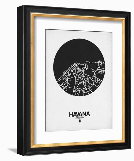 Havana Street Map Black on White-NaxArt-Framed Art Print