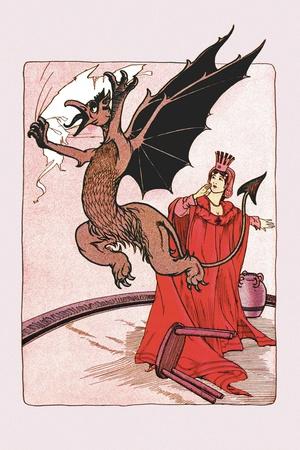 'Gryphon and Ozma' Art Print - John R^ Neill | Art.com