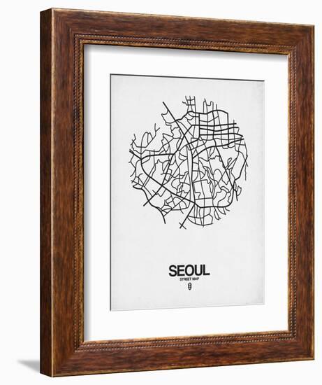 Seoul Street Map White-NaxArt-Framed Art Print