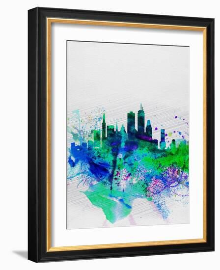 Boston Watercolor Skyline-NaxArt-Framed Art Print