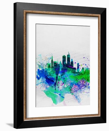 Boston Watercolor Skyline-NaxArt-Framed Art Print