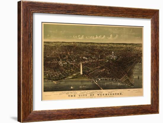 District of Columbia, Washington - Panoramic Map-Lantern Press-Framed Art Print