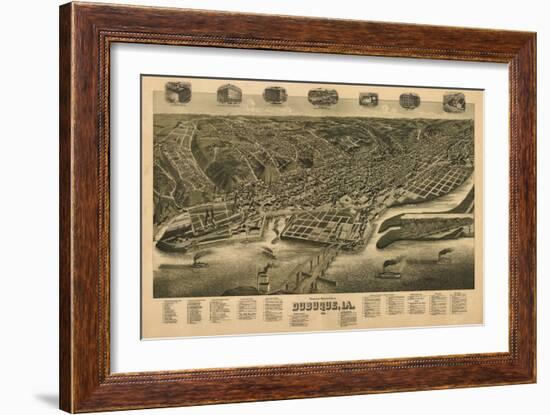 Dubuque, Iowa - Panoramic Map-Lantern Press-Framed Art Print