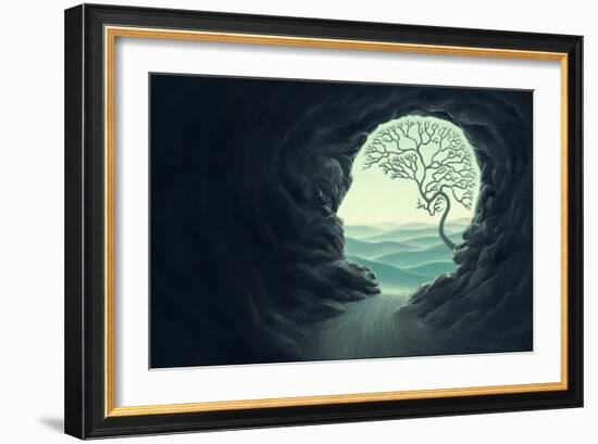 Tree brain with human head cape-Kampanart Sangsorn-Framed Art Print