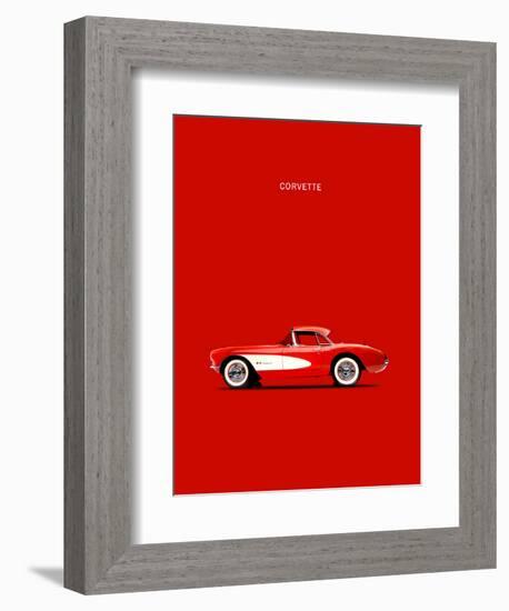 Corvette 1957 Red-Mark Rogan-Framed Art Print