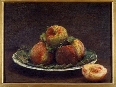A Plate of Peches Painting by Henri Fantin Latour (Fantin-Latour 