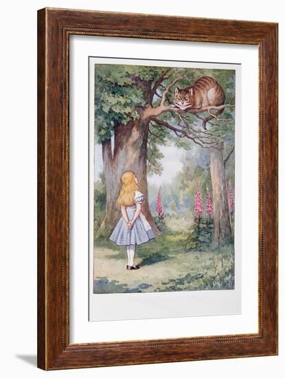 Alice and the Cheshire Cat, Alice's Adventures in Wonderland and through the Looking-Glass and What-John Tenniel-Framed Giclee Print