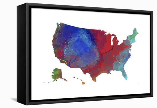 U.S.A. Map 12-Marlene Watson-Framed Premier Image Canvas
