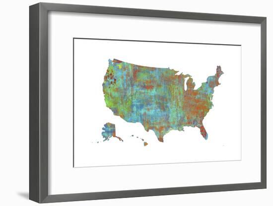 U.S.A. Map 3-Marlene Watson-Framed Giclee Print